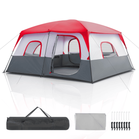 430*430*210cm Polyester Cloth Fiberglass Poles Can Accommodate 14 People Camping Tent Red And White