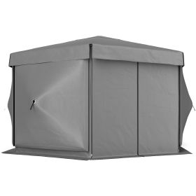 12' x 12' Hexagonal Pop Up Gazebo Canopy Tent with 5 Sidewalls, Outdoor Canopy Shelter with Carry Bag, Dark Gray (Option: Dark Gray-1900x185x170 mm)