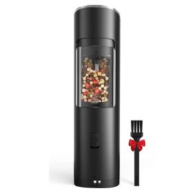Electric Salt And Pepper Grinder Automatic Gravity Sensor Battery Powered Salt Mill LED Indicator Adjustable Coarseness One Hand Easy Operation (Option: Black)