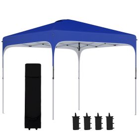 8' x 8' Pop Up Canopy Tent with Wheeled Carry Bag and 4 Sand Bags, Instant Sun Shelter, Tents for Parties, Height Adjustable, for Outdoor, Garde (Option: Blue-1275x225x225 mm)