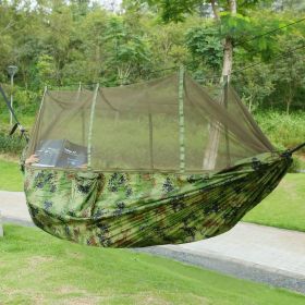 2 Persons Hammock 600LBS Max Load with Mosquito Net Outdoor Hiking Camping Hommock Portable Nylon Swing Hanging Bed (Color: Camouflage)