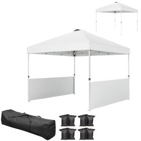 10' x 10' Pop Up Canopy Tent with 2 Half Sidewalls, UV50+ Instant Sun Shelter with Wheeled Carry Bag, White (Option: White-1190x225x225 mm)